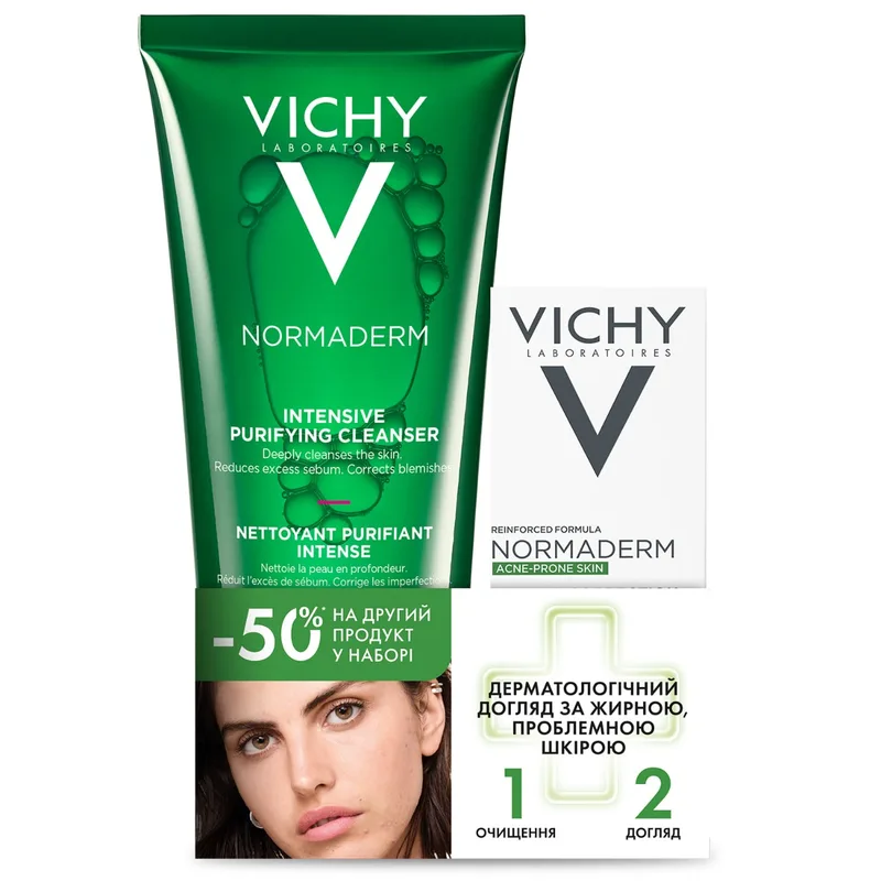 Набір Vichy (Виши) Normaderm (Гель для жирної шкіри 200 мл+Флюїд для жирної шкіри 50 мл)