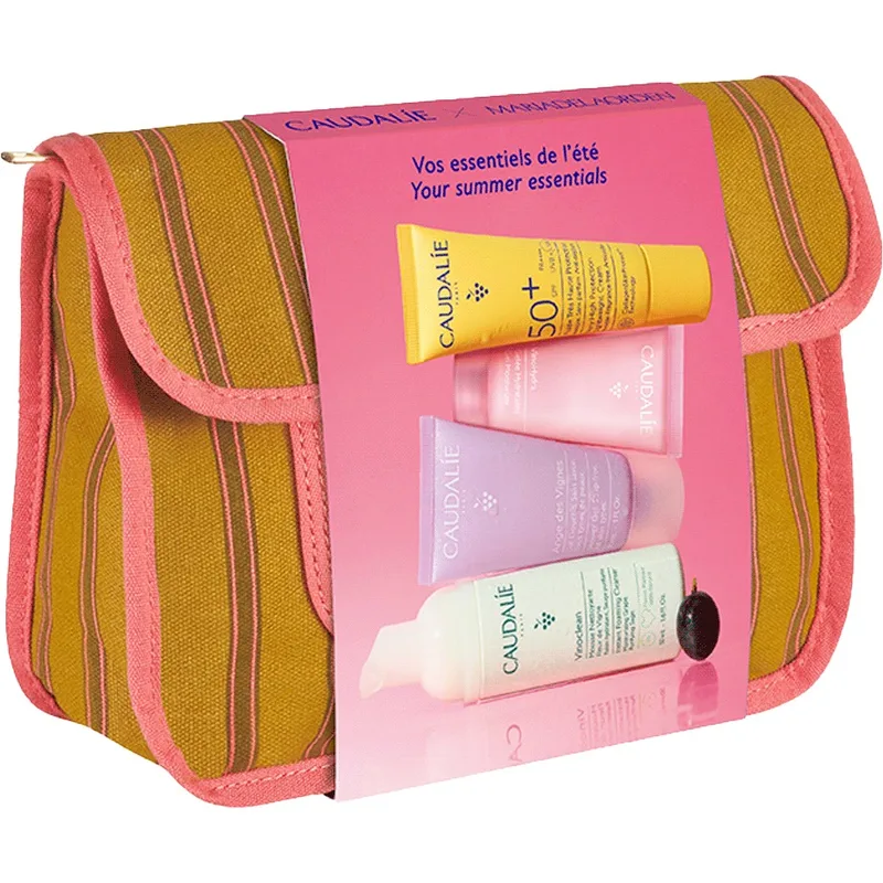 Набір Caudalie (Кодалі) Summer Pouch 2026 (Мус для очищення обличчя 50 мл+Гель зволожуючий для обличчя 15 мл+Гель для душу 30 мл+Крем сонцезахисний)