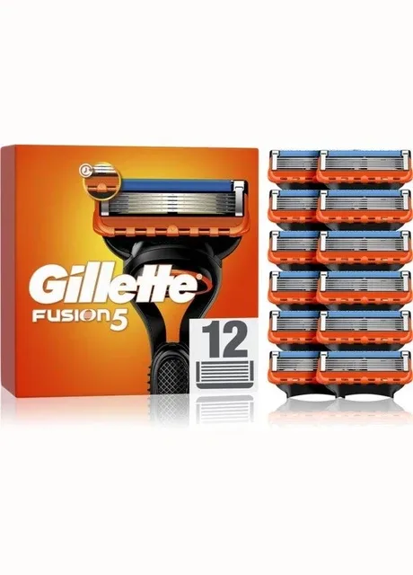 Змінні картриджі для гоління (леза касети) чоловічі NEW, 12 шт Gillette Fusion5 (323168375)