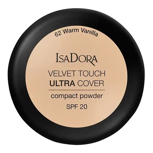 Компактна пудра для обличчя IsaDora Velvet Touch Ultra Cover SPF 20, відтінок 62 (Warm Vanilla), вага 7,5 г (551391)