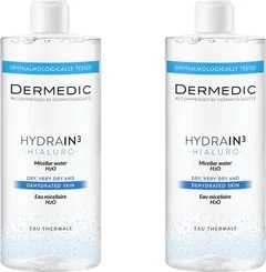 Упаковка міцелярної води Dermedic Hydrain з Hialuro H2O 500 мл х 2 шт (5901643175801)