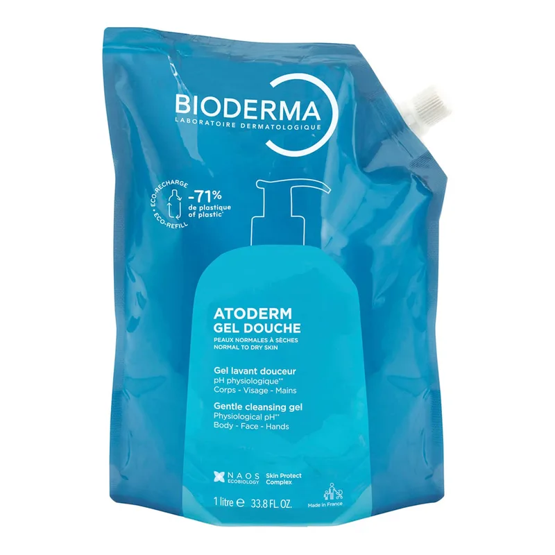 Bioderma Atoderm Gel Douche Eco-Refill пом'якшувальний очищувальний гель для душу та ванни 1000 мл
