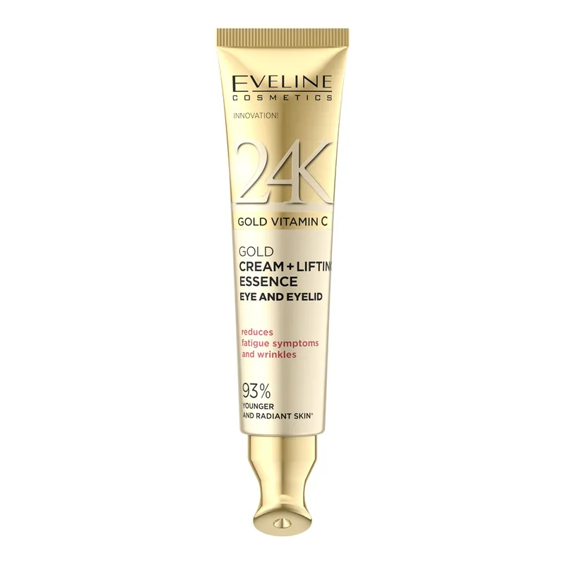 Eveline Cosmetics 24K Gold Vitamin C золотистий ліфтинговий крем-есенція для зони навколо очей та повік 15 мл