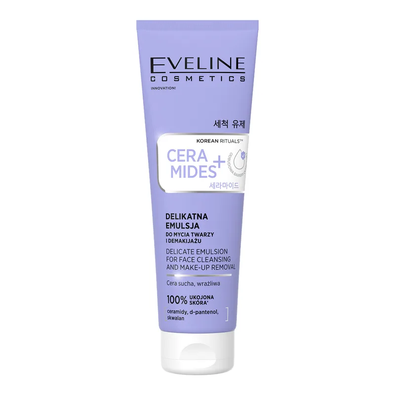 Eveline Cosmetics Korean Rituals CERAMIDES+ ніжна емульсія для вмивання обличчя та зняття макіяжу з керамідами 140 мл