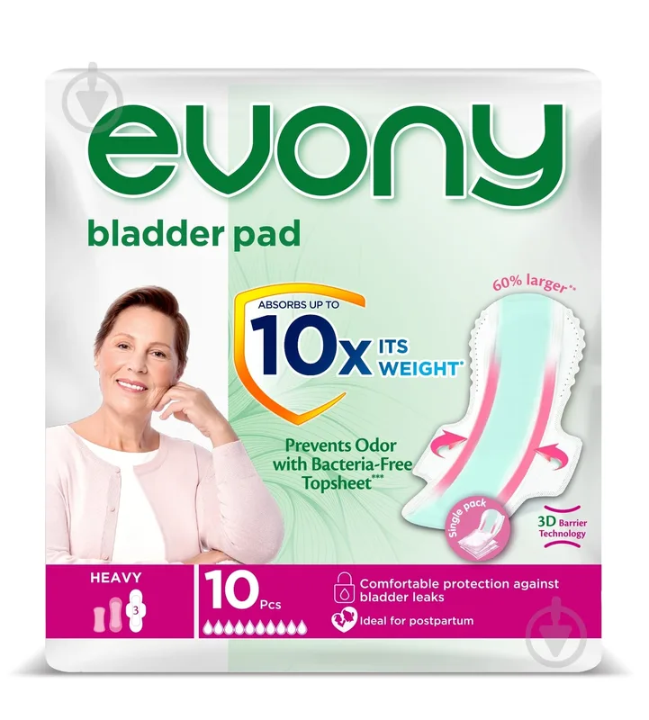 Прокладки урологічні EVONY 10 крапель Heavy 10 шт