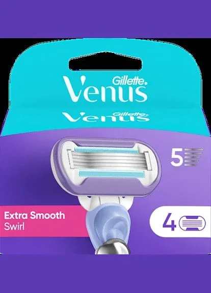 Змінні картриджі для гоління (леза касети) жіночі Gillette Extra Smooth Swirl 4 шт. Venus (325476559)