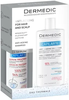Подарунковий набір Dermedic Capilarte Hair Growth Stimulating для боротьби зі старінням волосся Шампунь 300 мл + Сироватка 150 мл (5901643177737)