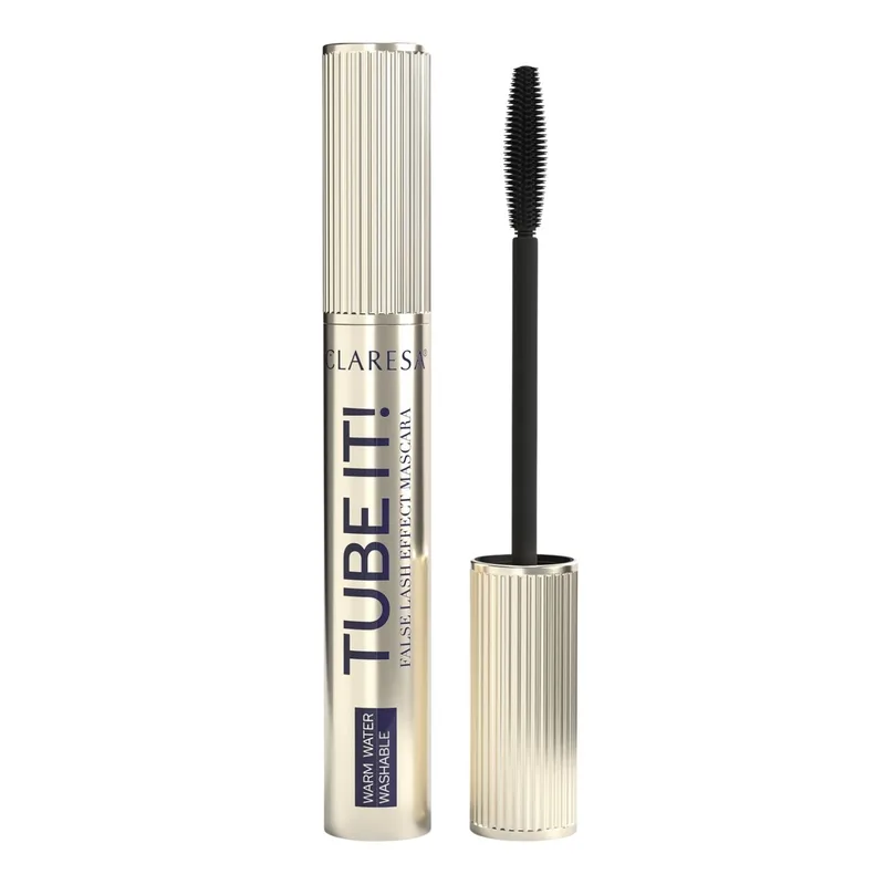 Claresa Tube It! False Lash Effect туш для вій, що потовщує та розділяє вії, у тубі, чорна, 8 г