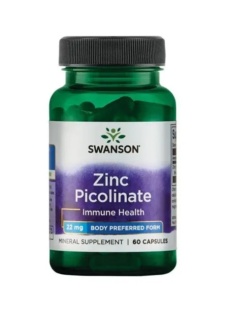 Хелатний Цинк Піколінат, Zinc Picolinate 22 mg - 60 caps Swanson (317581854)