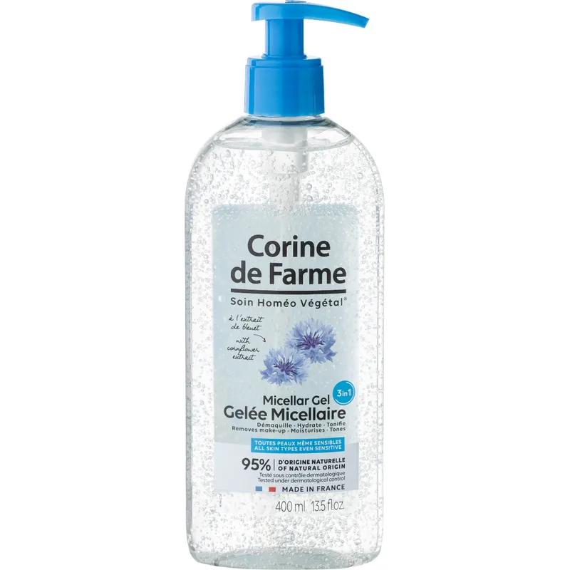 Гель Corine de Farme (Корін де Фарм) для обличчя міцелярний 3в1 з волошкою для всіх типів шкіри 400 мл