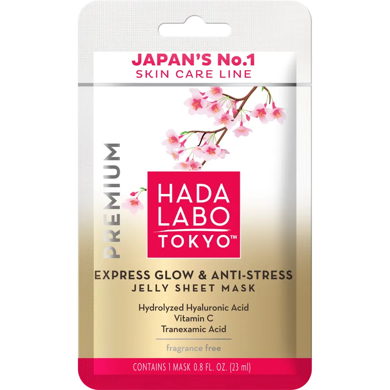 Маска Hada Labo Tokyo (Хада Лабо Токіо) Premium для сяяння обличчя тканинна антистрес 1 шт.