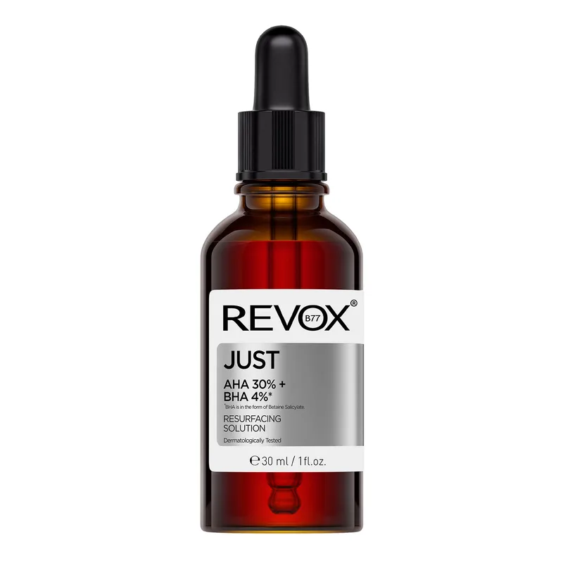 Revox B77 Just AHA 30% + BHA 4% Resurfacing Solution — відлущувальний пілінг для обличчя з кислотами AHA та BHA, 30 мл