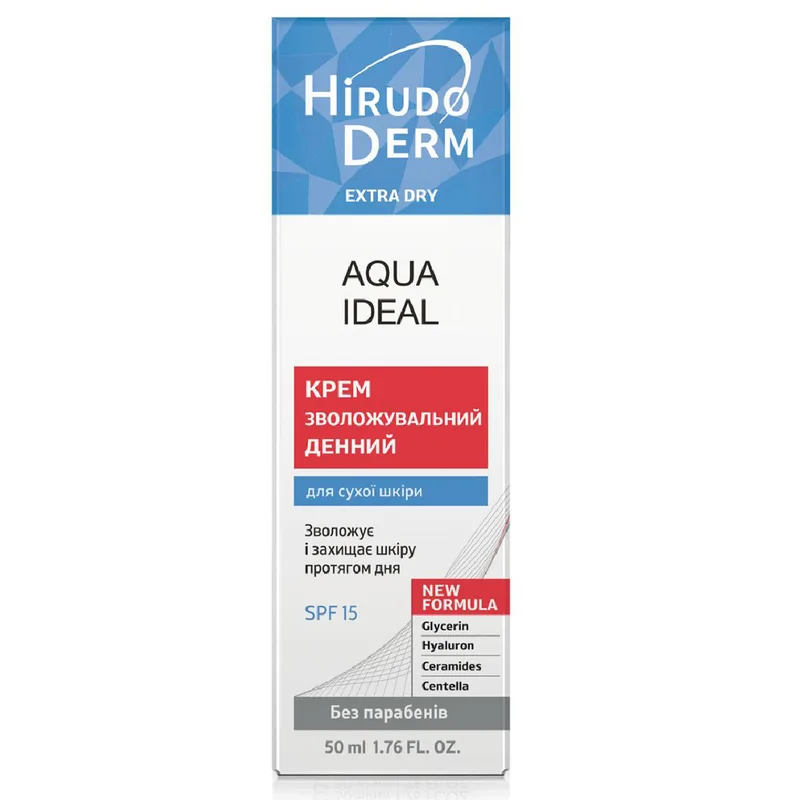 Крем для обличчя HIRUDO DERM (Гірудо дерм) Extra Dry Aqua Ideal (Екстра драй аква ідеал) денний зволожуючий 50 мл