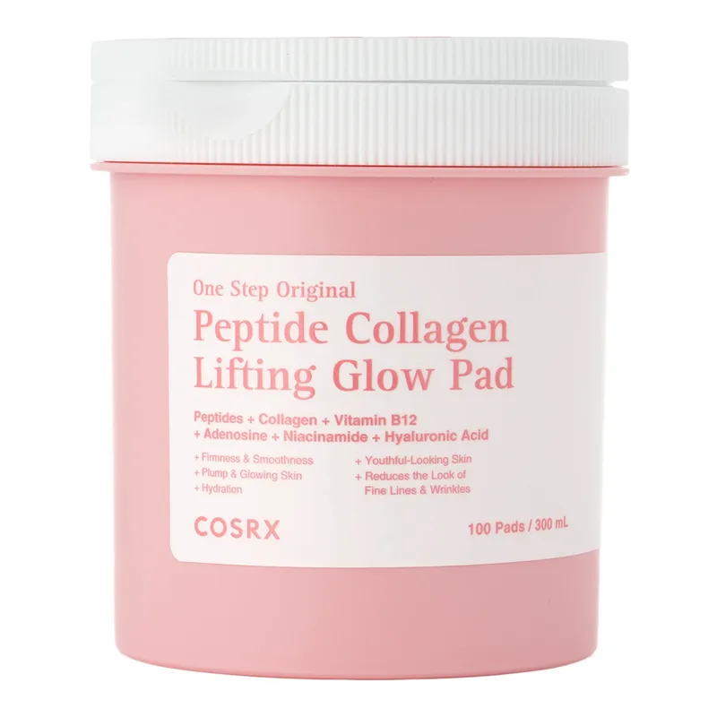 COSRX One Step Original Peptide Collagen Lifting Glow Pad розсвітлюючі та ліфтингові патчі з пептидами та колагеном 100 штук