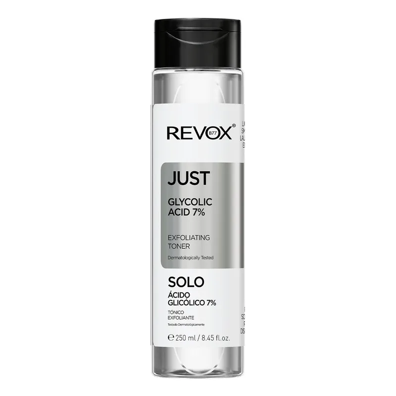Revox B77 Just Glycolic Acid 7% Exfoliating Toner — відлущувальний тонік для обличчя та шиї з 7% гліколевою кислотою, 250 мл