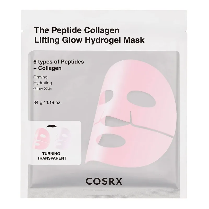 COSRX Peptide Collagen Glow Hydrogel Mask гідрогелева тканинна маска з пептидами та колагеном, 34 г
