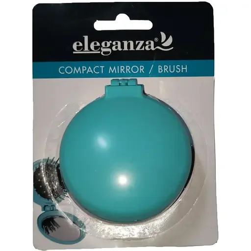 Дзеркало косметичне Eleganza з гребінцем 2-в-1 блакитне (850623)