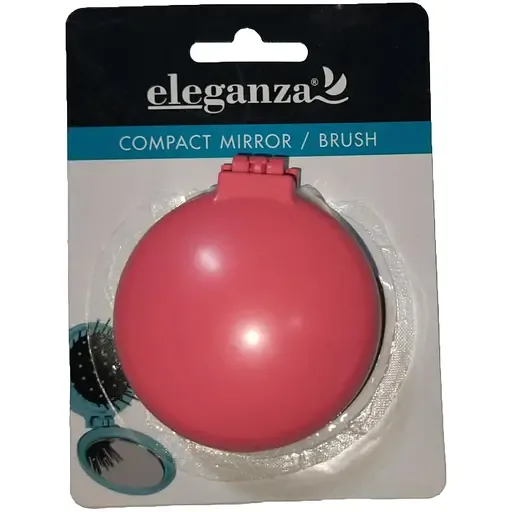 Дзеркало косметичне Eleganza з гребінцем 2-в-1 коралове (850623)