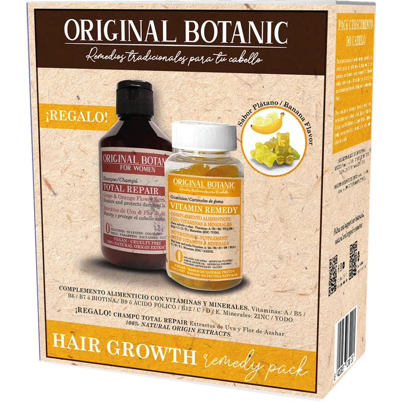 Набір Original Botanic (Оріджинал Ботанік) для росту волосся (шампунь для пошкодженого волосся 250 мл + жувальні таблетки №60)