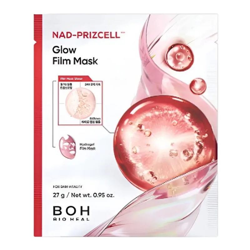 Bioheal Boh NAD Prizcell Glow Film Mask гідрогелева маска для обличчя у вигляді плівки з ліпосомами 27 г