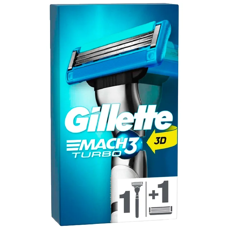 Бритва GILLETTE Mach 3 (Жіллет мак 3 три) Turbo (Турбо) з двома змінними касетами