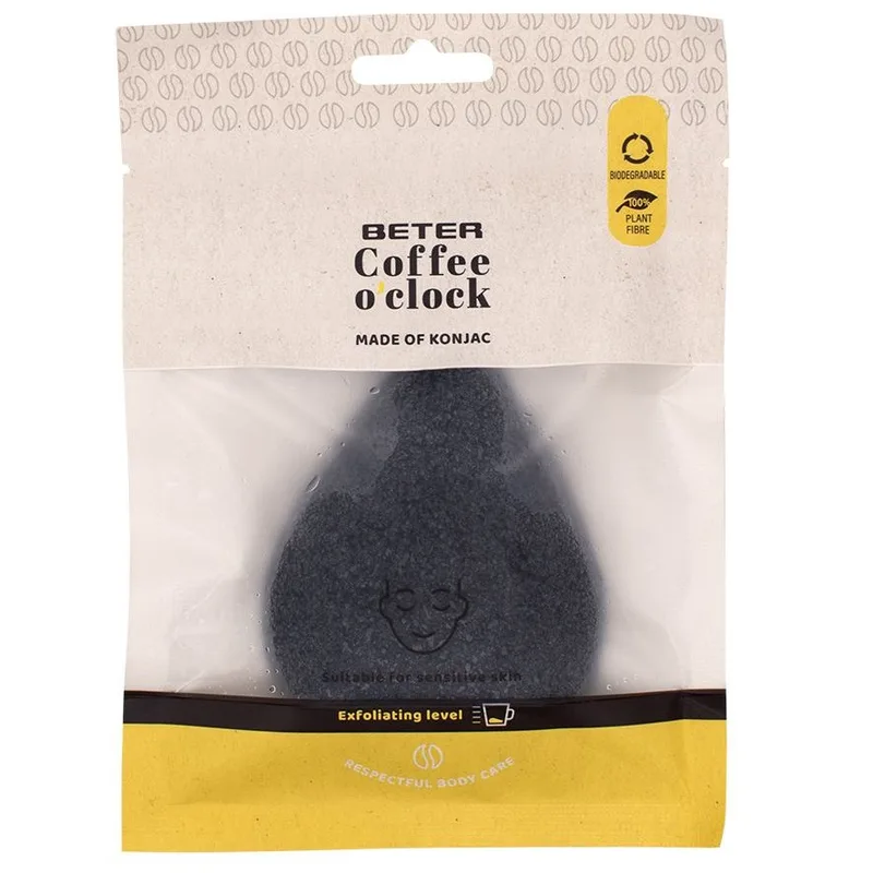 Спонж Beter (Бетер) багаторазовий для очищення обличчя з конжаку Coffee O'cloc