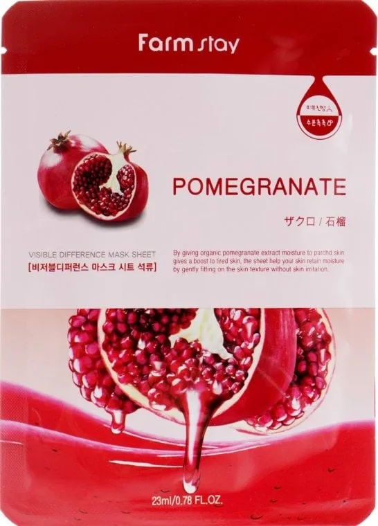 Маска тканинна для обличчя FarmStay Pomegranate Visible Difference з екстрактом граната 23 мл