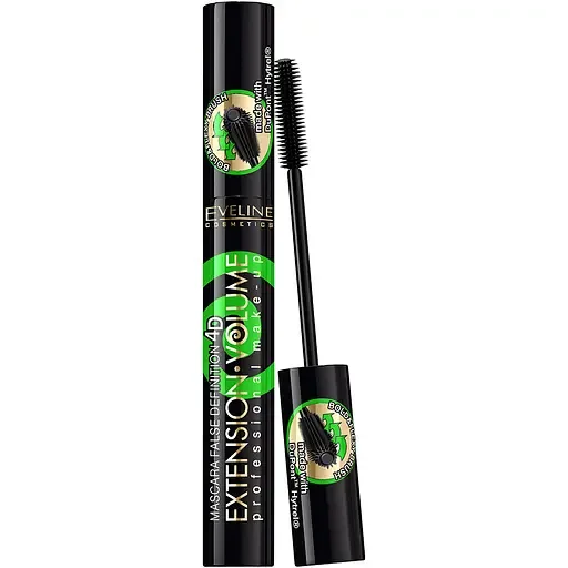 Туш для вій Eveline Extension Volume Professional Make-Up False Definition 4D відтінок чорний 10 мл (LTUEXTWPN)