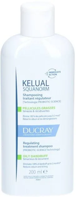 Шампунь Ducray Kelual Squanorm Regulating Treatment Shampoo Oily Dandruff проти жирної лупи 200 мл