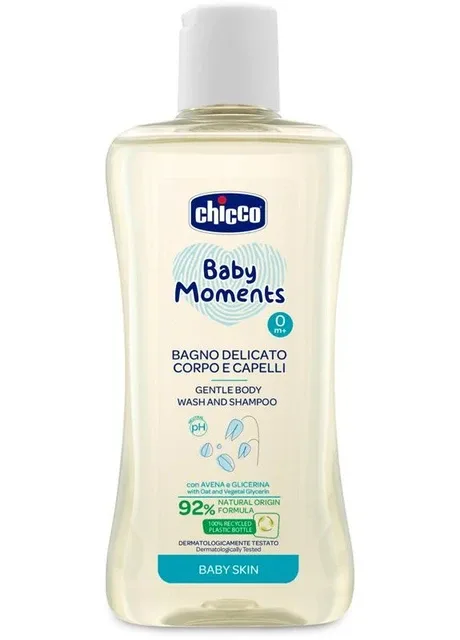 Baby Moments делікатний дитячий шампунь для волосся та тіла 200мл Chicco (402673115)