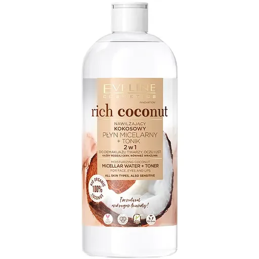 Кокосова міцелярна вода Eveline Rich Coconut 2 в 1 400 мл