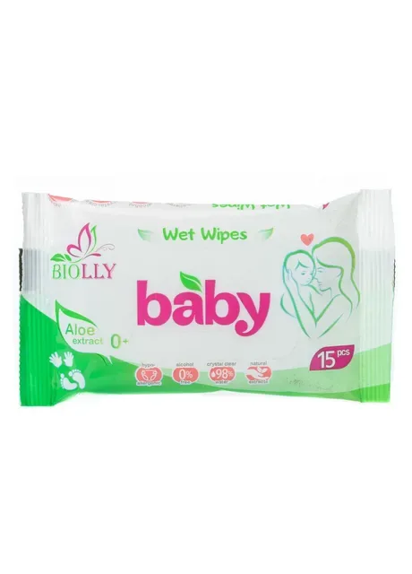 Вологі серветки For baby 15шт BIOLLY (389917863)