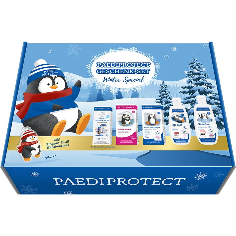 Набір Paediprotect (Педіпротект) дитячий Зимовий (крем від негоди 30 мл+крем для рук 75 мл+крем для обличчя 75 мл+олія 200 мл+піна 250 мл+грілка)