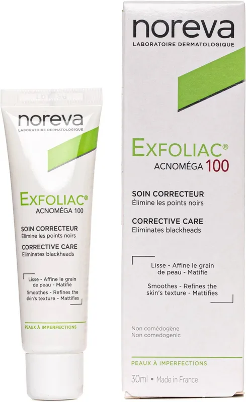 Крем для обличчя Noreva Pharma Exfoliac Acnomega 100 для жирної проблемної шкіри схильної до акне 30 мл