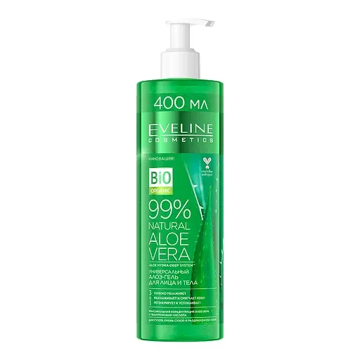 Універсальний алое-гель Eveline 99% Natural Aloe Vera, 3 в 1, для обличчя і тіла, 400 мл