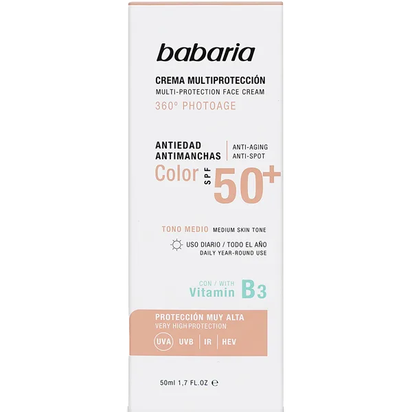 Крем Babaria (Бабарія) сонцезахисний для обличчя антивіковий тонуючий SPF50+ 50 мл