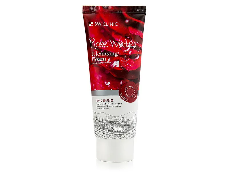 Пінка для вмивання Трояндова Вода 3W Clinic Rose Water Cleansing Foam, 100мл