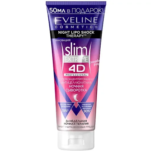 Суперконцентрована антицелюлітна нічна сироватка Eveline Slim Extreme 4D Professional, 250 мл