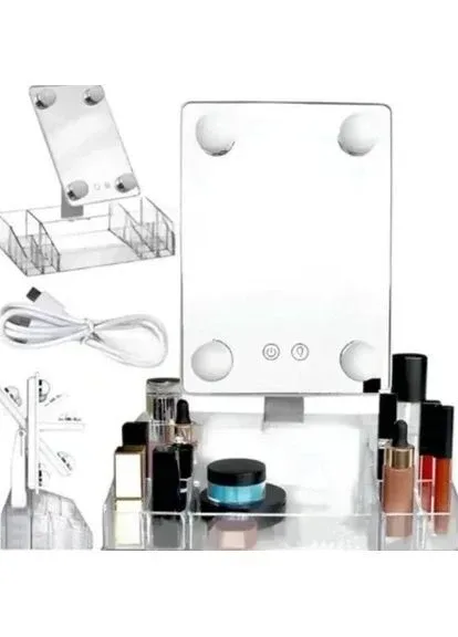 Дзеркало з підсвіткою та органайзером для косметики COSMETIE MIRROR 360 MAG714 No Brand - (382353228)