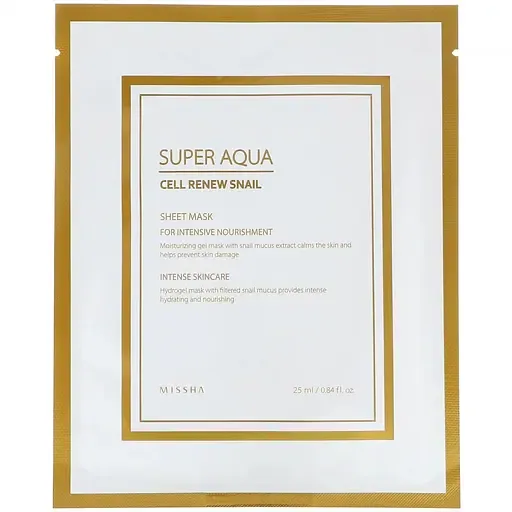 Гідрогелева маска для обличчя Missha Super Aqua Cell Renew Snail, 25 мл