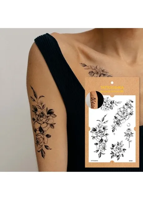 Тату набір "Графічні піони" Tattooshka (303140527)