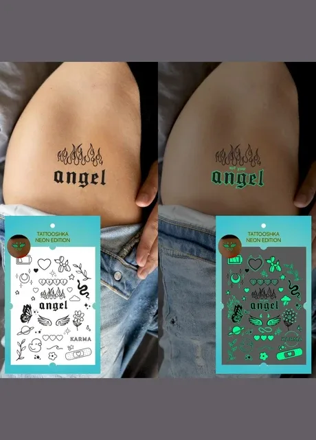 Набір тимчасових водостійких неонових тату "FUN" Tattooshka (314963933)