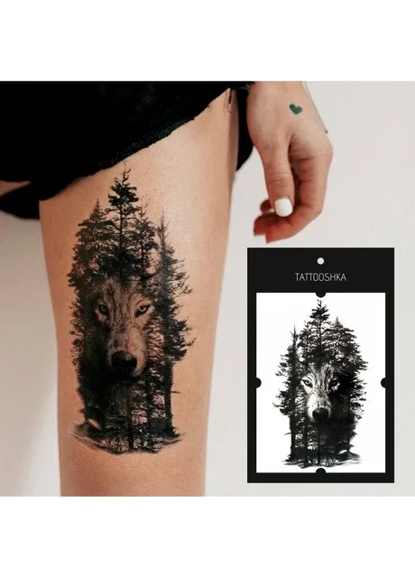 Тату "Вовк в тіні лісу" Tattooshka (303140565)