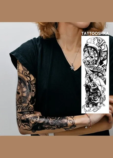 Тимчасове водостійке тату-рукав "Час спливає" Tattooshka (315440199)