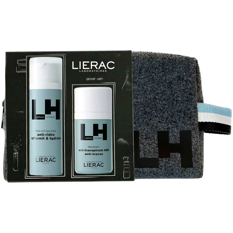 Набір Lierac (Лієрак) Promo Homme Global Anti-Aging (Флюїд 50 мл+Дезодорант 50 мл+Косметичка)