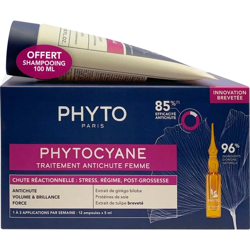 Набір Phyto (Фіто) Phytocyane (Засіб проти випадіння волосся 12 х 5 мл + Шампунь 100 мл)