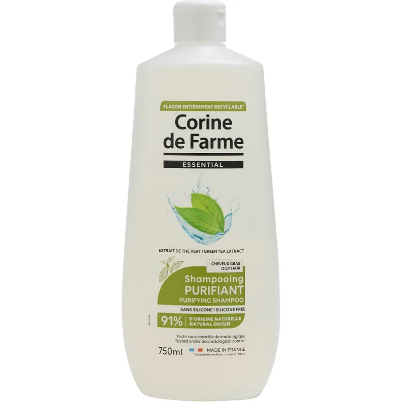 Шампунь Corine de Farme (Корін де Фарм) для жирного волосся очищувальний з екстрактом зеленого чаю 750 мл