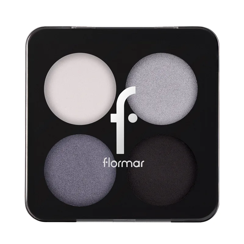 Палітра тіней для повік Flormar Color Eyeshadow 4 кольори 02 Black Dust Сірий