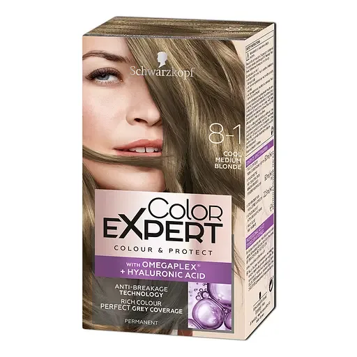 Крем-фарба для волосся Schwarzkopf Color Expert, з гіалуроновою кислотою, відтінок 8-1 (Холодний Русявий), 142,5 мл