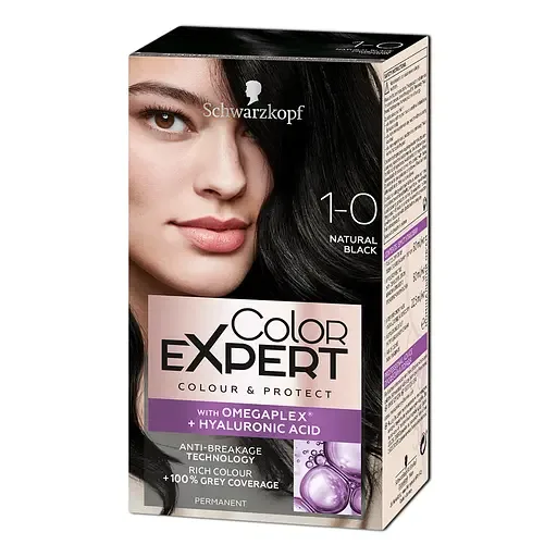 Крем-фарба для волосся Schwarzkopf Color Expert, з гіалуроновою кислотою, відтінок 1-0 (Глибокий Чорний), 142,5 мл